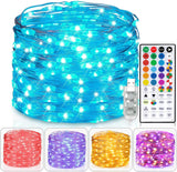 Luminara Waterproof Fairy Lights USB 33ft 100 LED – Patio and Garden String Lights, 16 Color Changing with Remote for Outdoor Dining