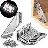 Furniture Corner Brackets for Home Office Builds - 20PCS Stainless Steel Connectors for Sturdy Desks, Shelves, and Study Station Upgrades