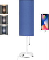 Thoughtful Housewarming Gift Lamp, Bedside Nightstand Light with Pull Chain and AC Outlet for New Homeowners