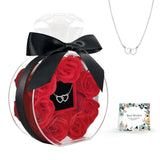 Bottle of Roses – Romantic Christmas and Valentine's Day Gift for Girlfriend and Wife with Heart Pendant Necklace