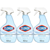 Clorox Free & Clear Multi-Surface Cleaner – Fragrance Free Spray for Asthma and Chemical Sensitive Homes, 32 oz, Pack of 3