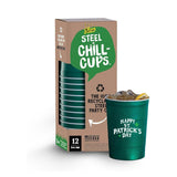 St. Patrick's Day Shatterproof Steel Cups 16 oz – Break-Resistant Party Drinkware for Crowded Parades, Pool Parties and Family Events, 12 Pack