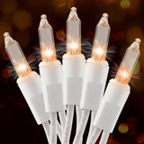 Brightown 2700K Clear Bulb Christmas Lights 13ft White Cord – Cozy Bedroom & Reading Nook Ambient Glow for Small Space Holiday Decorating
