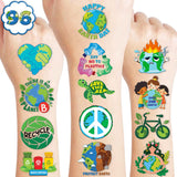 Earth Day Gift for Kids – 120 Pre-Cut Eco-Themed Temporary Tattoos, Fun Goody Bag Stuffer for Birthday Parties