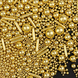 Sprinkles – Premium Edible Gold Pearl Mix for Luxury Wedding Cakes, 130g Gourmet Dessert Topping