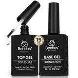 Beetles No Wipe Gel Top Coat and Base Coat Set - Streamlined At-Home Manicure Essentials, Clean Vanity Must-Have