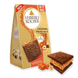 Ferrero Rocher Premium Caramel Hazelnut Chocolate Squares – Christmas Stocking Stuffer and Holiday Hostess Gift, 3.7 oz Stand-Up Bag