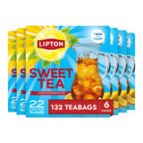 Lipton Iced Sweet Tea Family Size Bags – Portable Quart Brew for Camping Trips and Backyard BBQs, Zero Sugar Sweetened, 132 Count