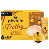 Gevalia Caramel Macchiato K-Cup Pods with Froth Packets – Calming After Dinner Coffee Dessert for Wind Down Rituals, 6 ct