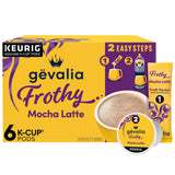 Gevalia Frothy Mocha Latte K-Cup & Single Serve Froth Kit – Clutter Free Countertop Coffee, 2-Step