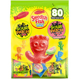 SOUR PATCH KIDS and SWEDISH FISH Mini Candy – Office Break Room and Reception Desk Shared Treats, 80 Individually Wrapped Packs
