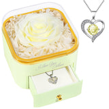 Beferr Preserved Real Rose with CZ Heart Necklace – Premium Anniversary Gift, Elegant Jewelry Box Presentation