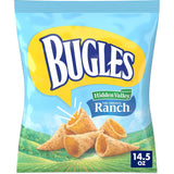 Bugles Crispy Corn Snacks – Office Desk Drawer Snack, Hidden Valley Ranch Flavor Single-Serve 3 oz Bags