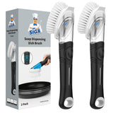 MR.SIGA Sleek Non-Scratch Dish Brush with Integrated Soap Reservoir for Minimalist Kitchens