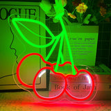 Cherry Neon Sign - Child Safe Nursery Wall Decor, Flexible Silicone LED for Kids Room