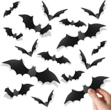 Piteno® 140Pcs 3D Black Bats Wall Decorations, Realistic Folding Bat Stickers for Creepy Living Room and Bedroom Halloween Aesthetic