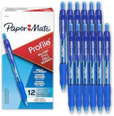 Paper Mate Profile Retractable Ballpoint Pens, Practical Back-to-School and Office Gift for Students and Coworkers in Bold Blue