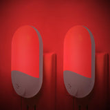 LumiRed Ultra Slim Red Night Light for Clean Modern Bedroom, Dusk to Dawn Auto Sensor 2-Pack
