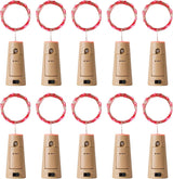 Aluan Slim Cork LED Bottle Lights 10 Pack – Minimalist Home Accent with Neutral Warm White Glow and Clean Silver Wire