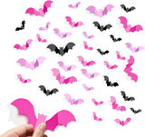 HauntNest 3D Bat Wall Stickers – Layered Halloween Wall Decor for Living Room & Bedroom, 140pc Spooky Scene Set