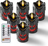 Homemory Drip Timer Votives Real Wax Battery Candles, 6-Count Set for Cozy Bedroom Aesthetic and Holiday Window Sill Styling
