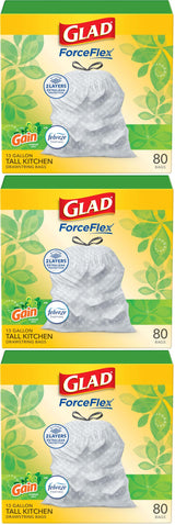 Glad ForceFlex Tall Kitchen Bags, 13 Gallon – Self-Care Kitchen Upgrade, Steady-Release Gain Original