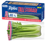 Ziploc Tall Food Storage Bags – Non-Toxic Reusable Storage Bags for Zucchini, Baguettes and Freezer Meal Prep