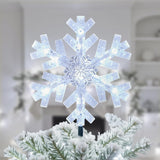 Brightown Snowflake Tree Topper with Lights – Understated White Christmas Decor for Intentional Living Room, Single 3D Cool White Focal Point