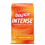 Bounce Intense Dryer Sheets, Vibrant Fresh, 60 Count, Nightly Wind-Down Bedding Softener