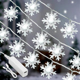 Lakumu Snowflake LED String Lights 20FT Flameless Battery Operated Safe Alternative to Candles for Bedroom Nightstand