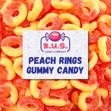 RUS Candy Company Peach Ring Gummies 8 oz Resealable Bag – Travel-Friendly Road Trip Snack for the Car Cup Holder