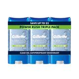 Gillette 72hr Antiperspirant for Men – Travel-Toiletry Gym Bag Essential, Clear Gel Pack of 3