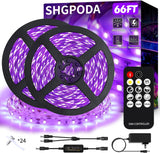 BlacklightCo 50Ft Black Light Strip – Kids Craft Room and Playroom UV Light for Safe Body Paint and Art Projects