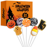 Yumzo Halloween Lollipop Suckers 24 Pack – Individually Wrapped Candy for Kids Trick or Treat Bags and Classroom Parties