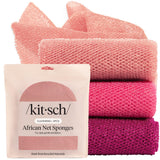 Kitsch African Net Sponge – Clean-Lined Shower Essential for Minimalist Bathrooms, Neutral-Toned Exfoliating Sponge Set