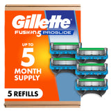 Gillette Fusion5 ProGlide Razor Blade Refills – Travel-Ready Cartridges for Trips and Gym Bags, 5 Count