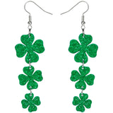 St. Patrick's Day Shamrock Dangle Earrings – Thoughtful Irish-Themed Birthday Gift for Her, Festive Party Favor Jewelry