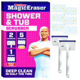 Mr. Clean Magic Eraser Shower & Tub Scrubber to Cut Cleaning Time in Half, All-in-One Foaming Bathroom Scrubber for Dual-Income Households