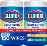 Clorox Disinfecting Wipes for Nursery and High Chair Zones, Bleach-Free Family Disinfection, 75 Count, Pack of 4