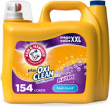 ARM & HAMMER Plus OxiClean Odor Blasters Laundry Detergent for Efficient Home Office Laundry Routine, 128 Loads HE Liquid for Focus Friendly Freshness