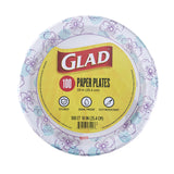 Glad Blue Floral Disposable Plates – Microwave Safe Paper Plates for Staff Appreciation Events and Workplace Catering, 50 Count