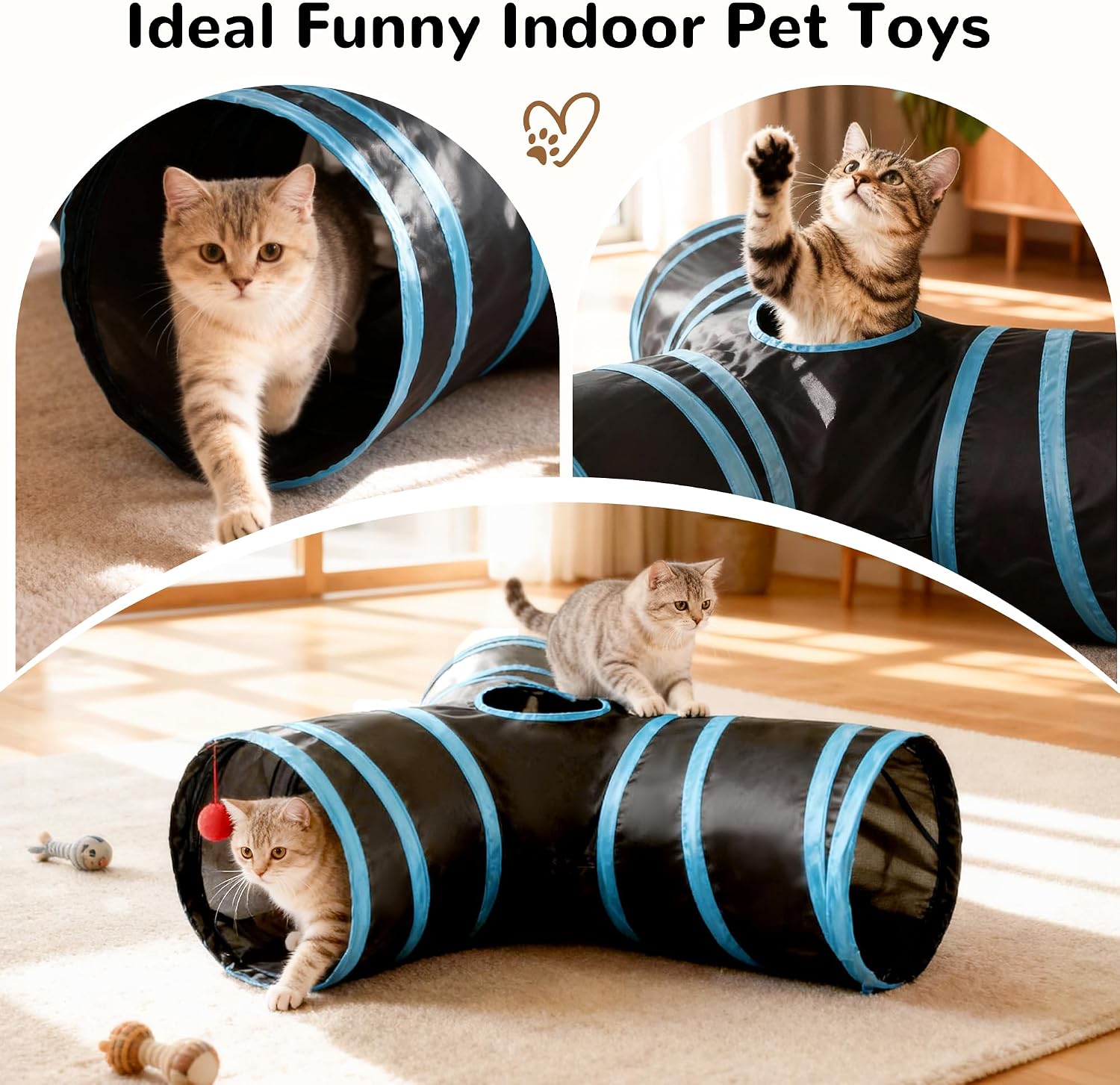 Tempcore Cat Tunnel Toy – Family Friendly Indoor Play Tunnel Safe for Living Rooms and Kids' Bedrooms