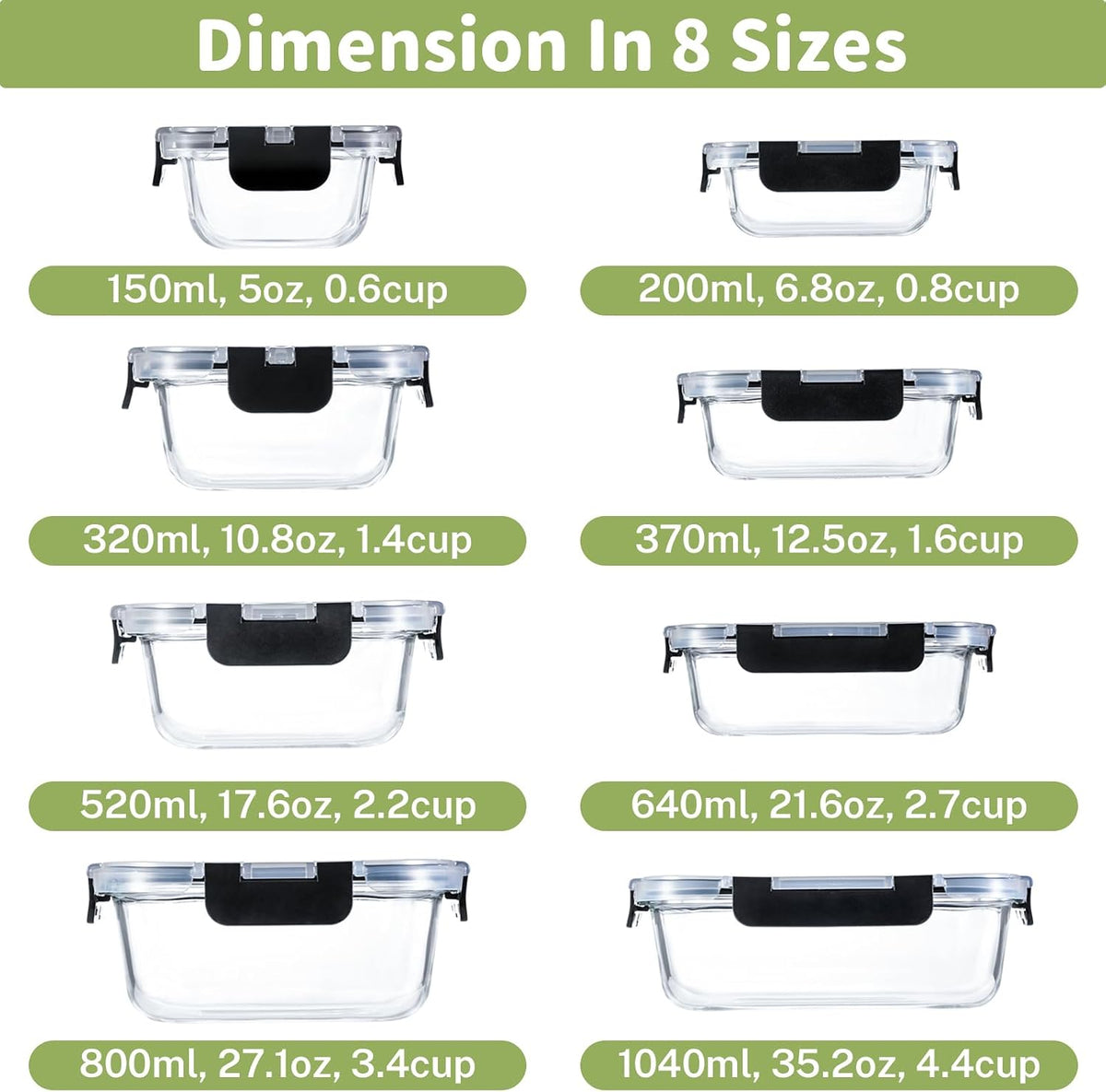 temperature resistance from -4°f to 752°f, safe for oven, microwave, freezer, and dishwasher (containers only)