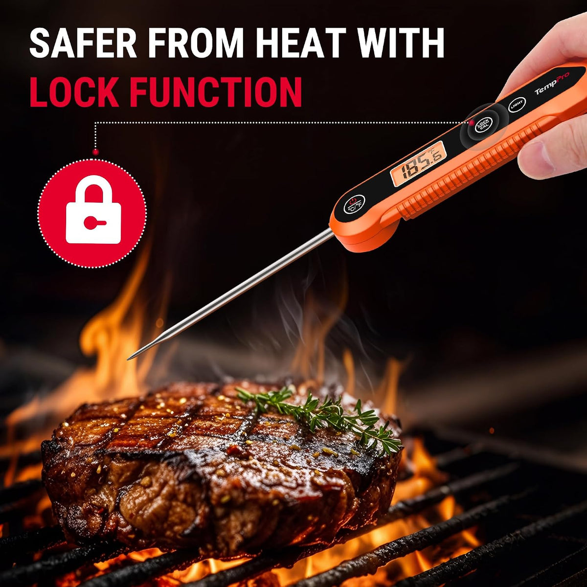 TempPro TempSwift Instant Read Meat Thermometer, Thoughtful Housewarming Gift for New Home Cooks and Grilling Fans