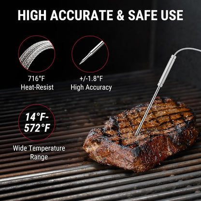 TempPro TempSync Rechargeable Bluetooth Probe Thermometer – Streamline Weeknight Dinners and Weekend Cookouts with Real-Time Alerts