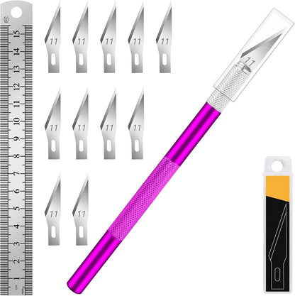 ten #11 high-carbon stainless steel replacement blades included