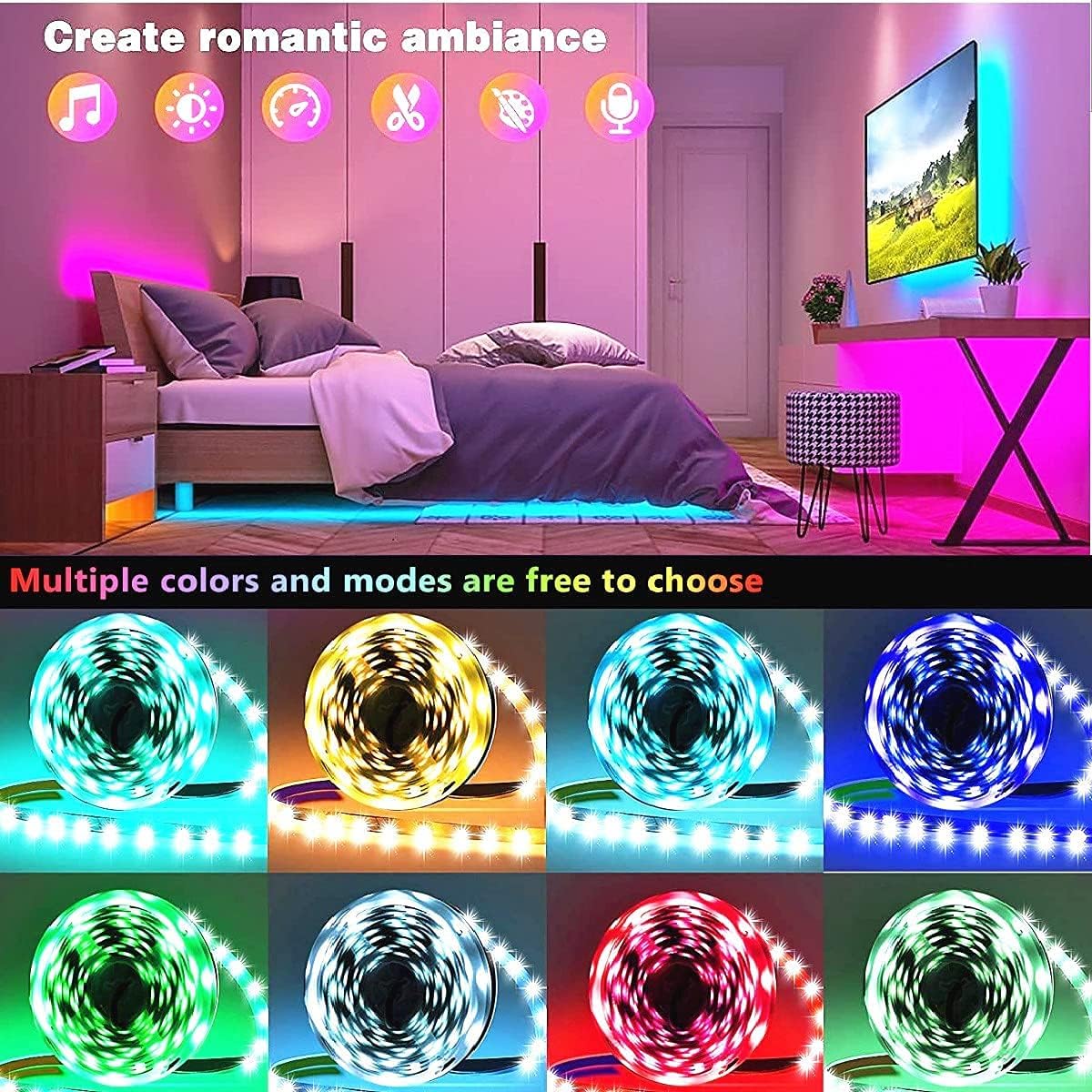 Tenmiro LED Strip Lights for Home Office and Desk Setup, Bias Lighting and Ambient Glow for Focused Work Sessions