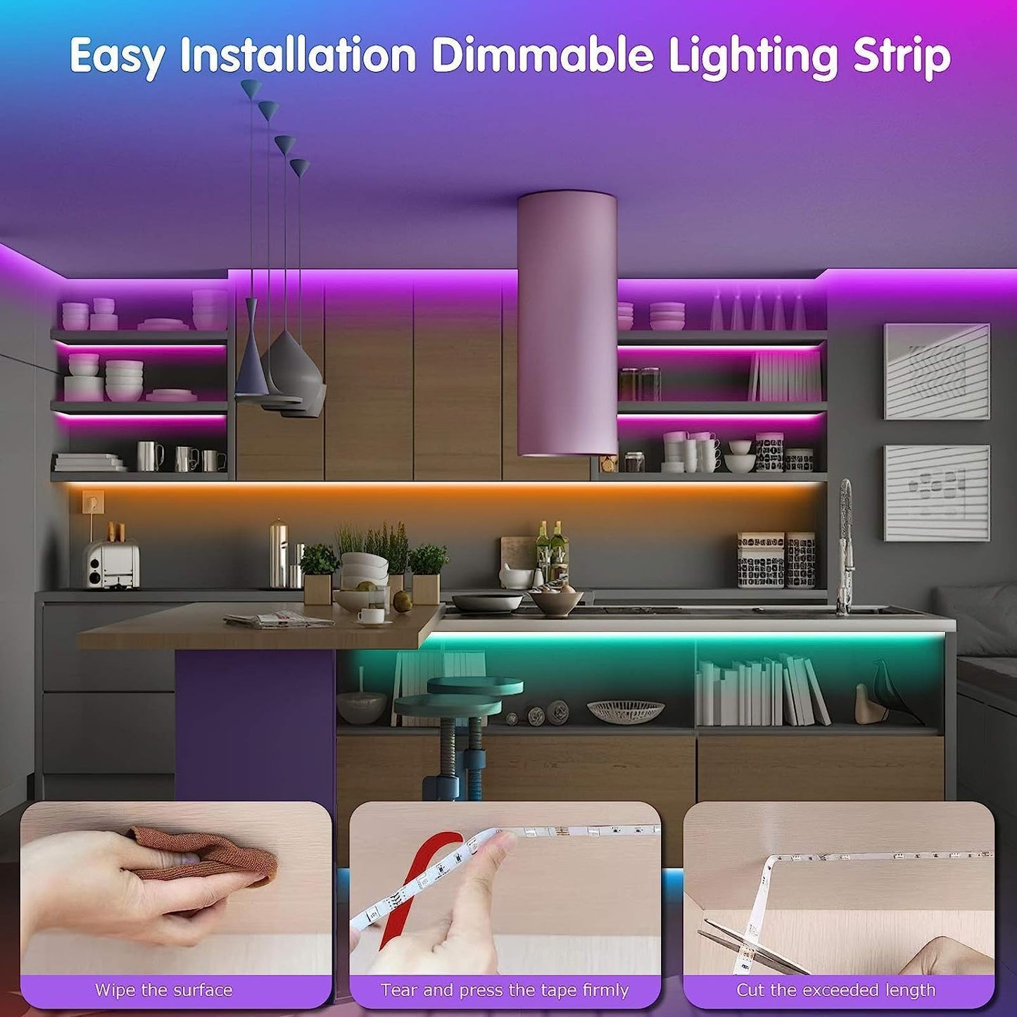 Tenmiro LED Strip Lights for Home Office and Desk Setup, Bias Lighting and Ambient Glow for Focused Work Sessions