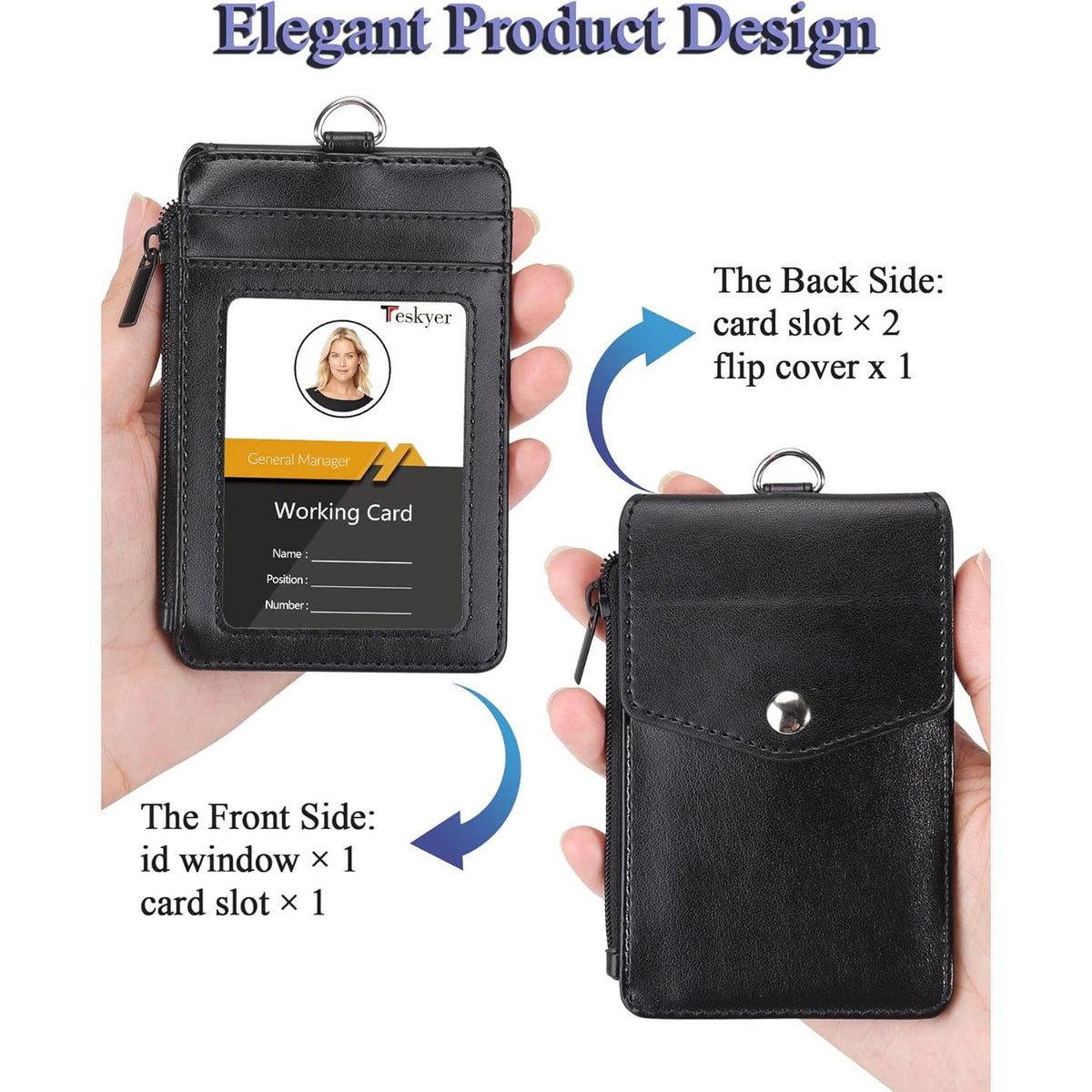 Teskyer ID Badge Holder for Frequent Flyers, Hands-Free Airport and Resort Check-In Accessory