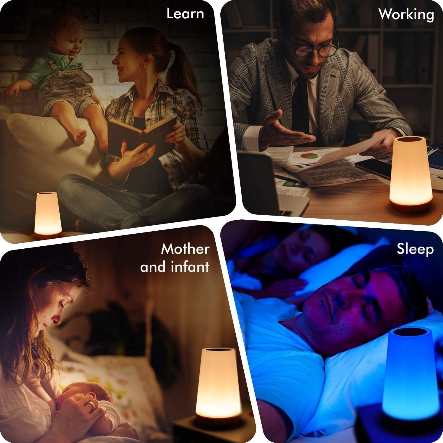 THAUSDAS Flameless Night Light for Bedroom – Cordless Touch Lamp with Auto Timer and Cool LED Panel Safer Than Candles for Kids and Pets